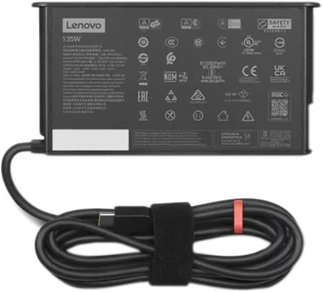 Original Lenovo 135W Charger, AC Adapter, USB-C Connector, ADL135YSDC3A (Includes 0.5m Power Cord)