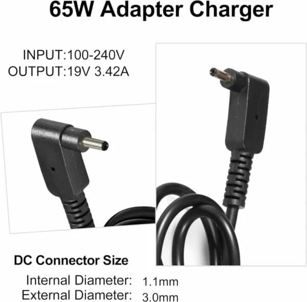 Acer 65w original charger 19v 3.42a for acer aspire, travelmate and timeline series laptops