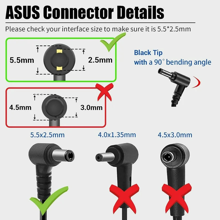 Original Asus 65W 5.5 * 2.5mm PA-1650-30 65W Laptop AC Charger compatible with Asus VivoBook S500 S550 S500CA Ultrabook ADP-65GD B
