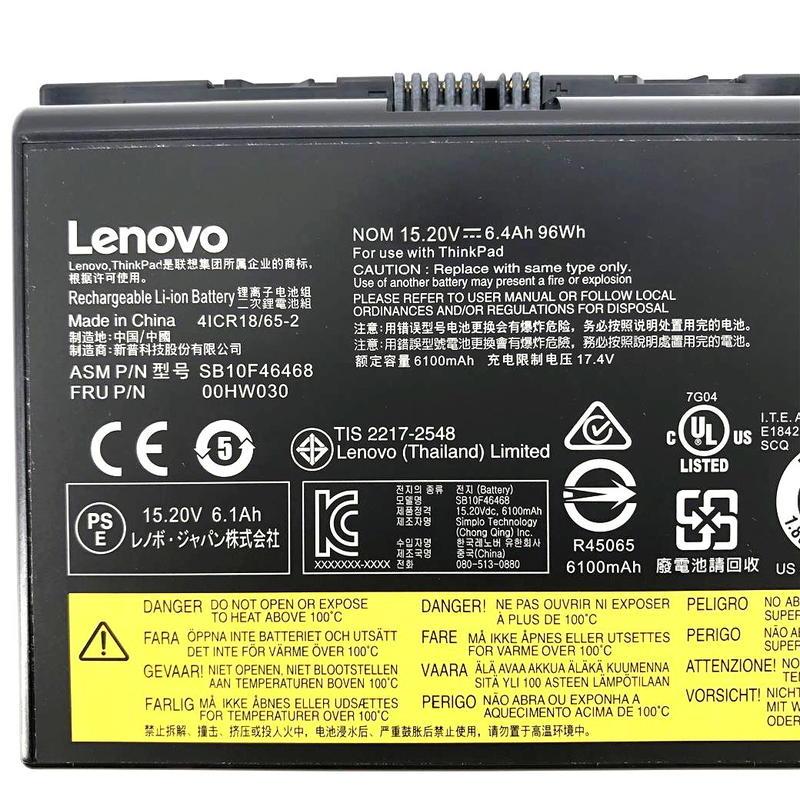 Original 00HW030 Laptop Battery for Lenovo ThinkPad P70 P71 P72 Series Notebook SB10F46468 78++ 78+ 01AV451 4X50K14092 Black 15V 96Wh-- MPN: Lenovo 00HW030 78++ - Image 3