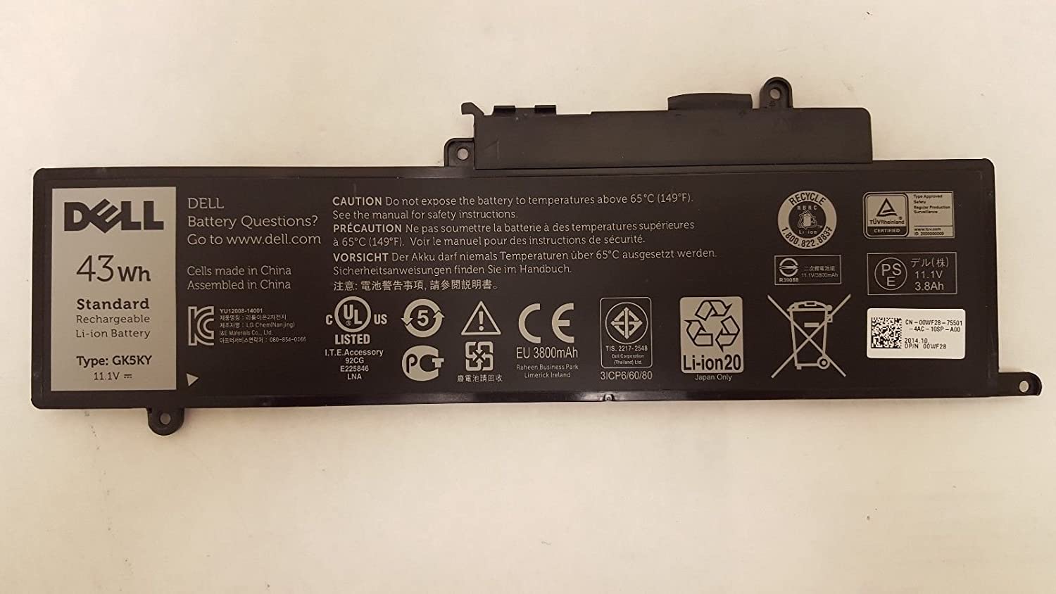 '- GK5KY Laptop Battery For 13 7347 7348 11 3147 GK5KY 04K8YH 11.1V 43WH-- MPN: GK5KY - Image 4