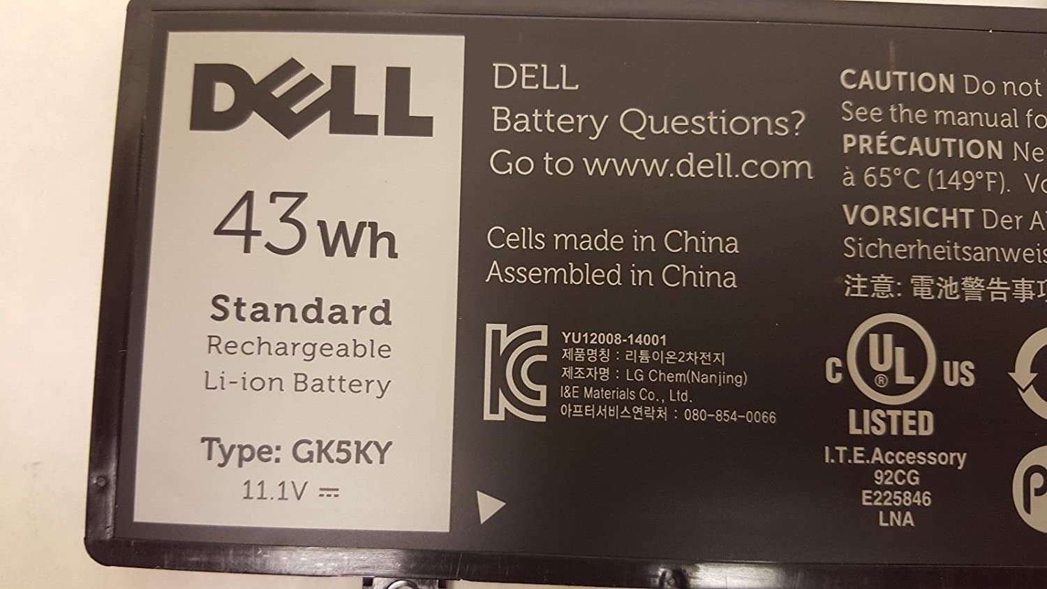 '- GK5KY Laptop Battery For 13 7347 7348 11 3147 GK5KY 04K8YH 11.1V 43WH-- MPN: GK5KY - Image 2