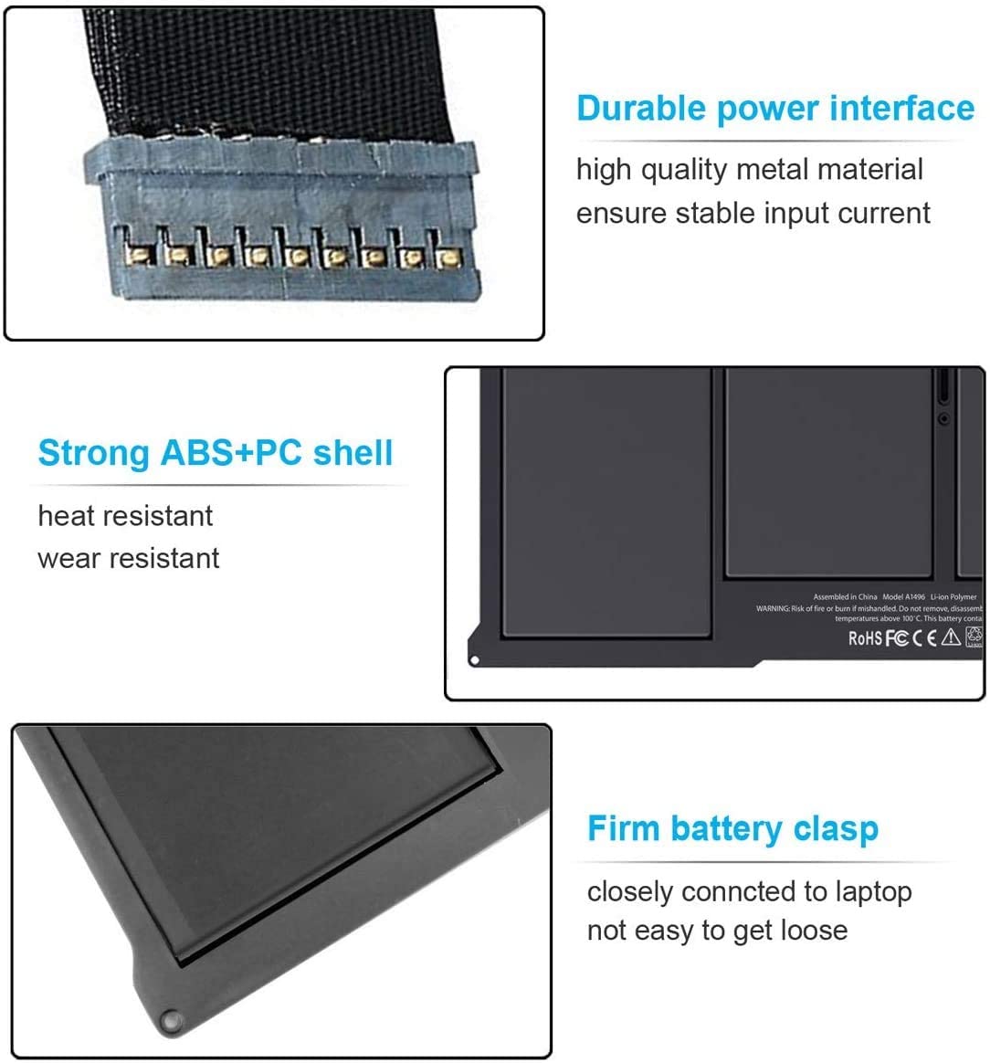 Wmart Laptop Battery for A1466 Laptop Battery for MB Air 13 inch A1466 A1369, fits A1377 A1405 A1496 MC505xx/A MC233xx/A MC234xx/A Black Laptop Battery - Image 5