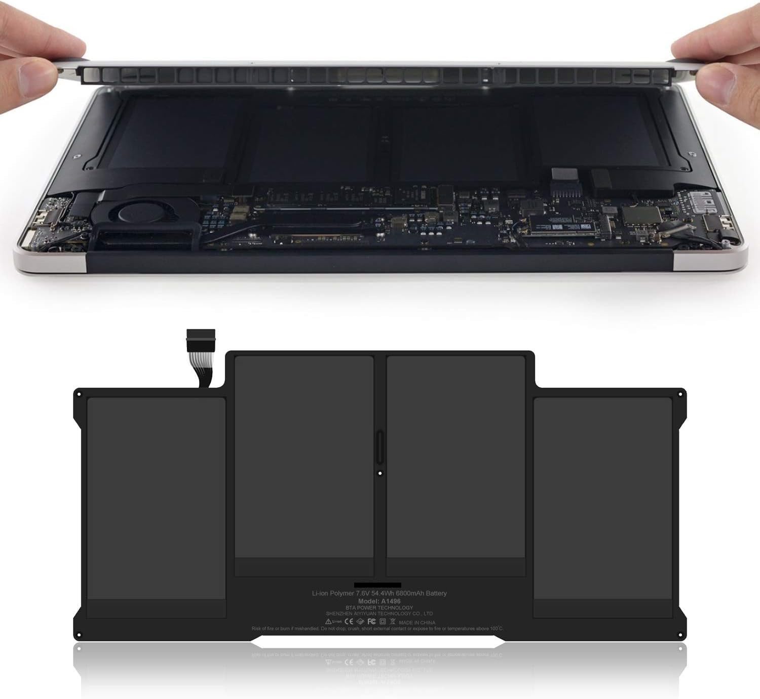 Wmart Laptop Battery for A1466 Laptop Battery for MB Air 13 inch A1466 A1369, fits A1377 A1405 A1496 MC505xx/A MC233xx/A MC234xx/A Black Laptop Battery - Image 8