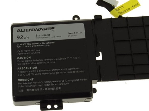 Dell Alienware 17 R2 / R3 5046J P43F Series - 8-cell Laptop Battery 92Wh – 6JHDV - Image 2