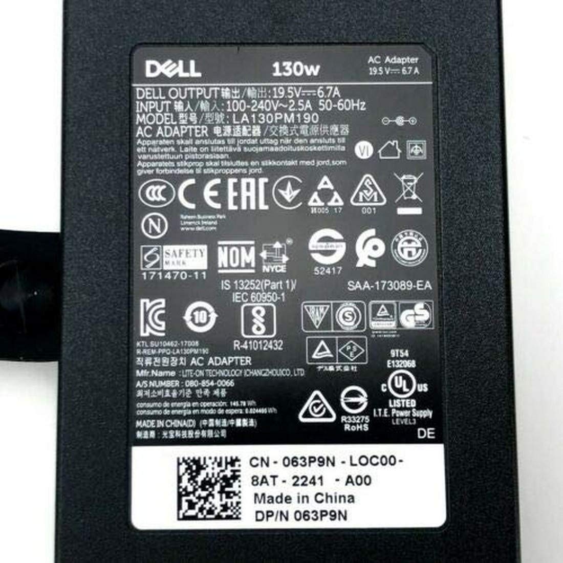 Dell 130W AC Adapter-- MPN: JU012 - Image 7