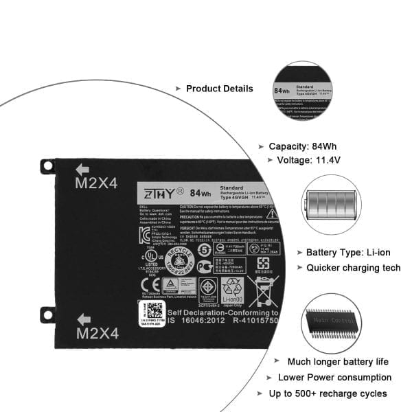 4GVGH New Laptop Battery for DELL Precision 5510 XPS 15 9550 series 84WH-- MPN: 6GTPY/4GVGH - Image 3