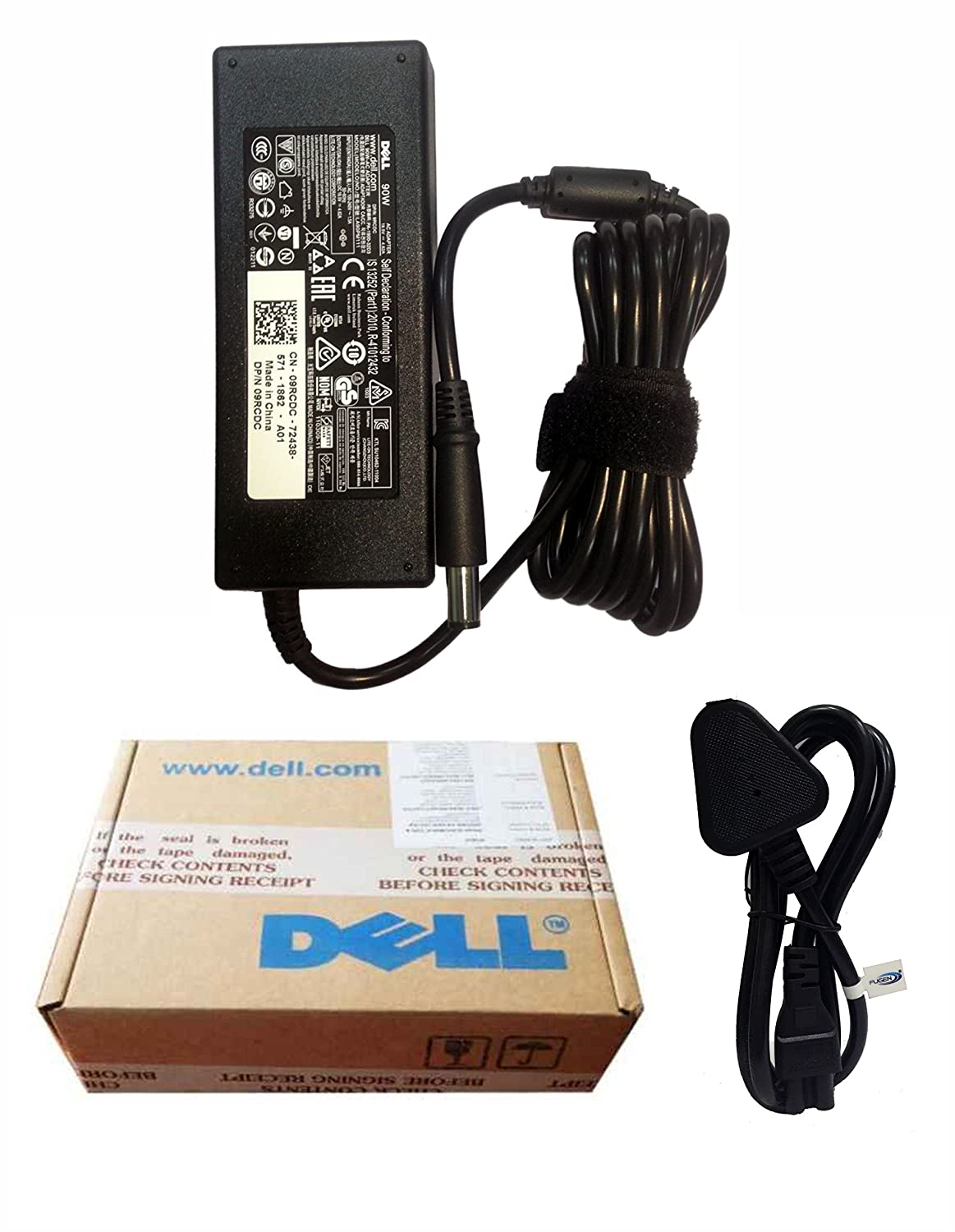 Combo of Dell Power Cord & Dell Genuine Original Laptop Power Adapter Charger 90w 19.5V 4.62A Inspiron E6400,E6420,X300-- MPN: 9RCDC