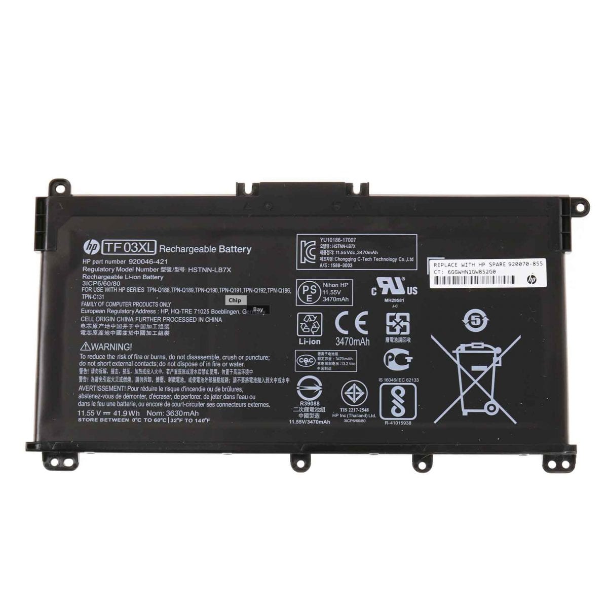 High Quality Battery for HP TF03XL (41.9Wh, 3 cells) - Image 3