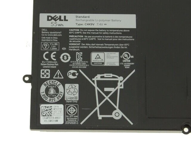 '- Dell PKH18 C4K9V Laptop Battery Dell XPS 12 13 9Q33 9333 L221x 13-L322X 12D-1708 Notebook Tablet - Image 2