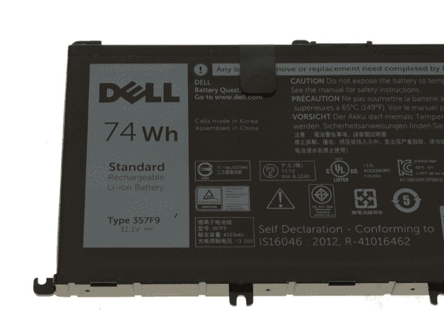 Dell Inspiron 15 7566 7567 7557 5576 5577 11.4v 74wh 6 cell Battery 071JF4 71JF4 357F9-- MPN: 357F9