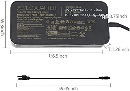 19.5V 9.23A 180W Laptop Charger, Compatible with Asus ADP-180MB F FA180PM111 ROG G750JM Gaming Laptop AC Adapter -- MPN: Asus 180W 5.5 * 2.5mm - Image 2