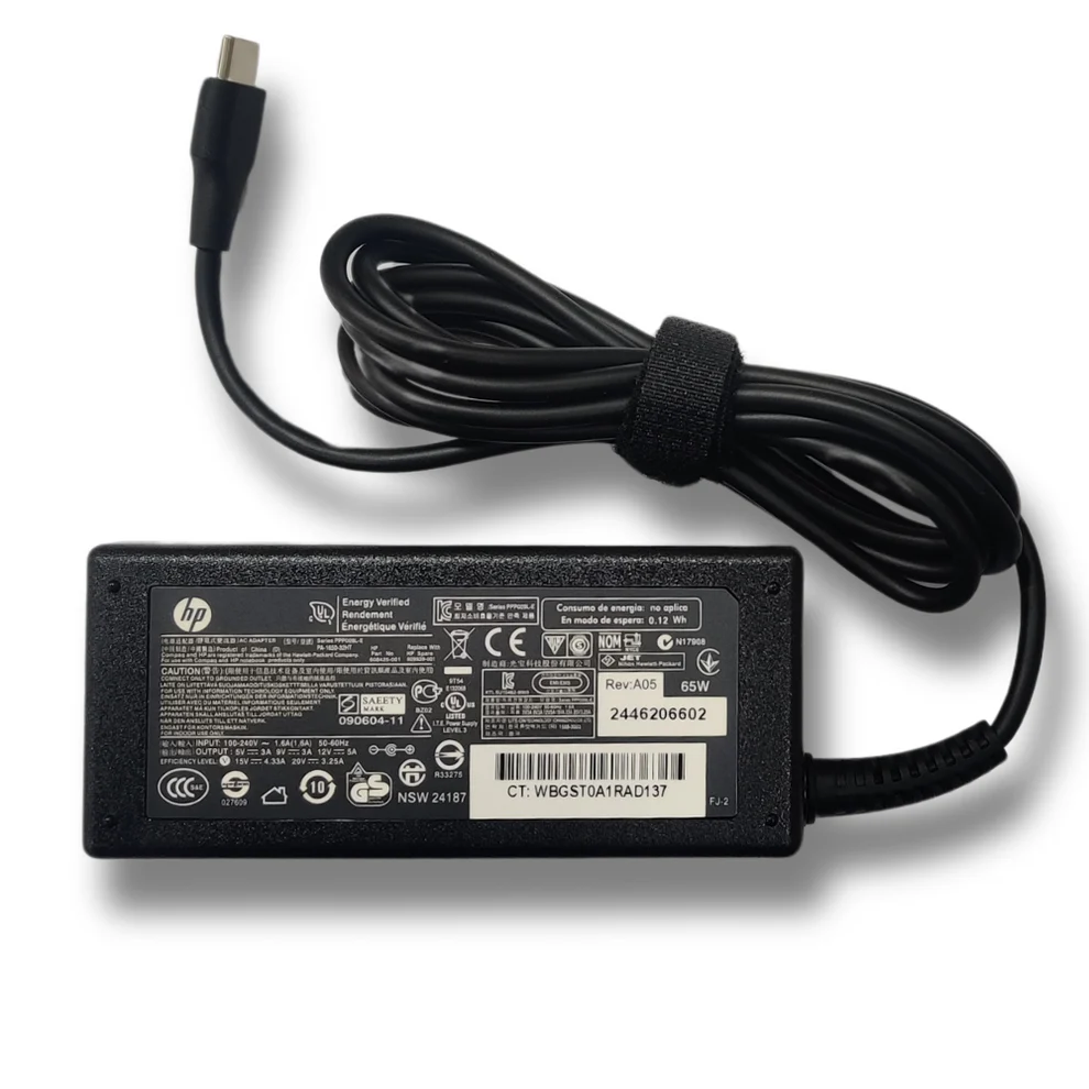 Hp 65W 20V Type-C Pin Laptop Charger for Hp Selected Laptop Series With Power Cord
