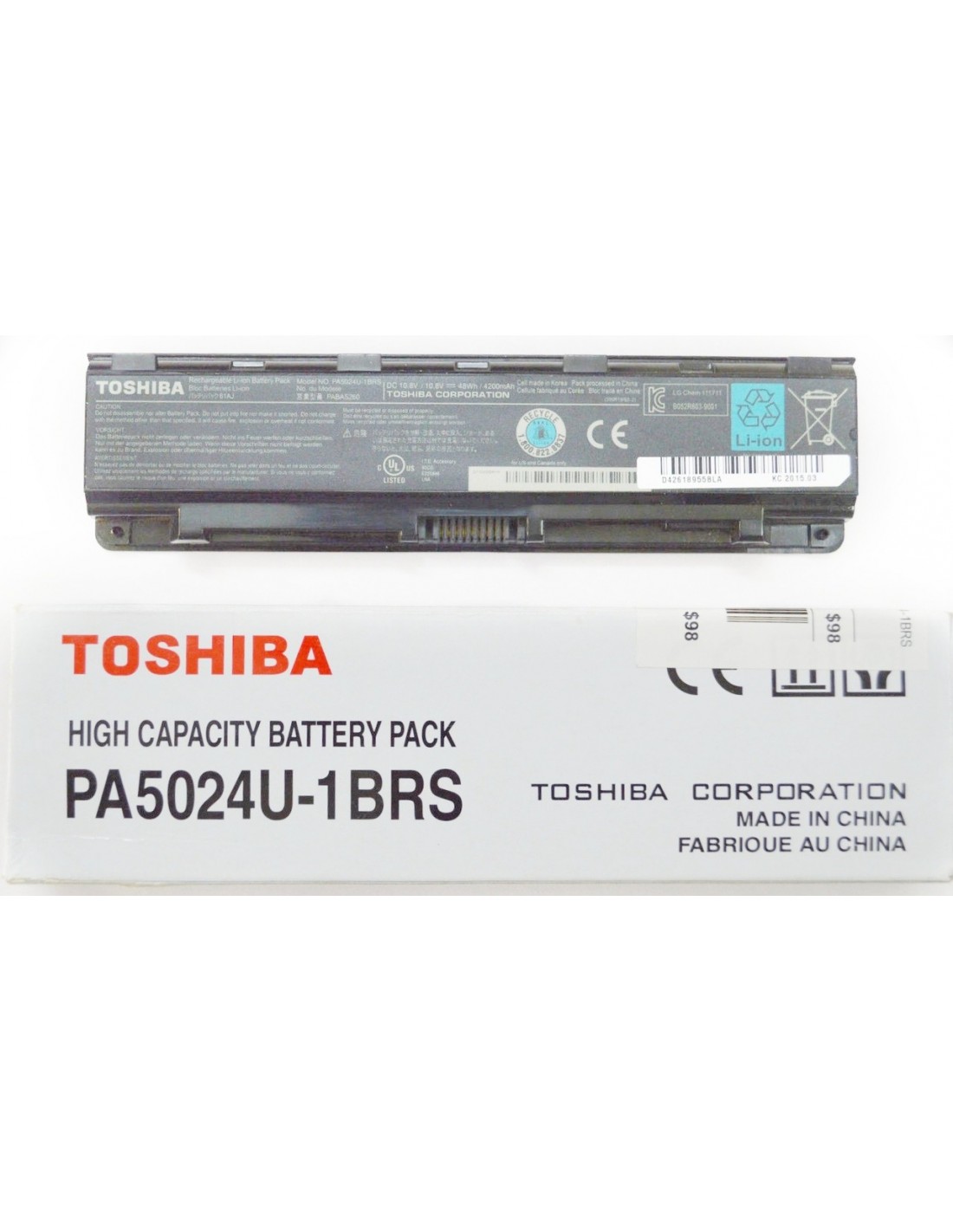 TOSHIBA PA5024U-1BRS battery for Satellite C850 C800 C855 C870 C875 C50-A L850 L845 L840 L870 L875 L830 L805 L800 battery-- MPN: TOSHIBA PA5024U