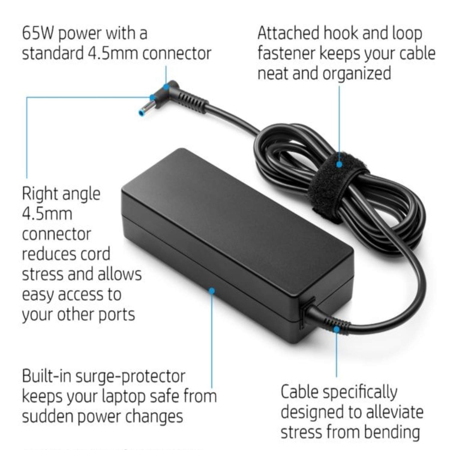 HP Laptop Adapter Charger 65W 19. 5V 3. 33A Bluetip for Hp 15(With Power Cable) -- MPN: HP 65W Bluetip - Image 6