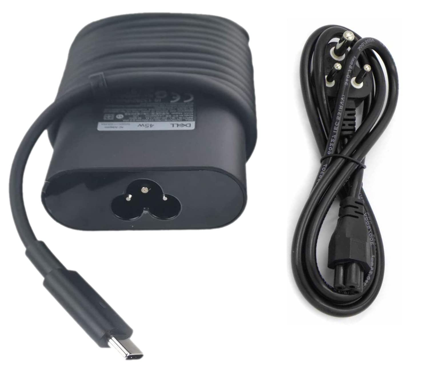 Dell Original Laptop Charger 45W USB Type C (USB-C) AC Power Adapter for Dell XPS 13 9365 9370 9380(Include Power Cord)-- MPN: Dell 45 Type-C