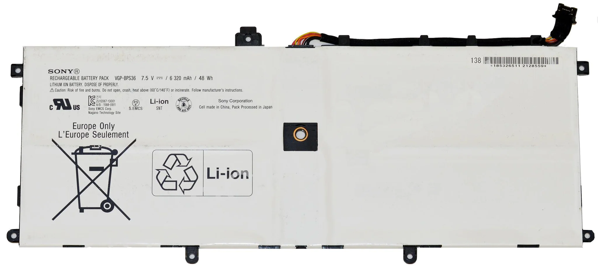 Sony VGP-BPS36 Compatible with Sony Vaio Duo 13 Convertible Touch 13.3" Laptop Battery 48Wh 7.5V SVD13211CG SVD1321BPXB Series