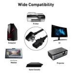 Worldart New 1.5M Power Cable, Plug IEC Computer Mains Power Cable Cord for Desktop 3 pin Power Cable for PC, Power Cable for Monitor SMPS and Printer, Power Supply, TV - Image 7