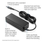HP W7Q01AA#ACJ 65W 3-Pin Power Adapter (Black)(With Power Cable) - Image 2
