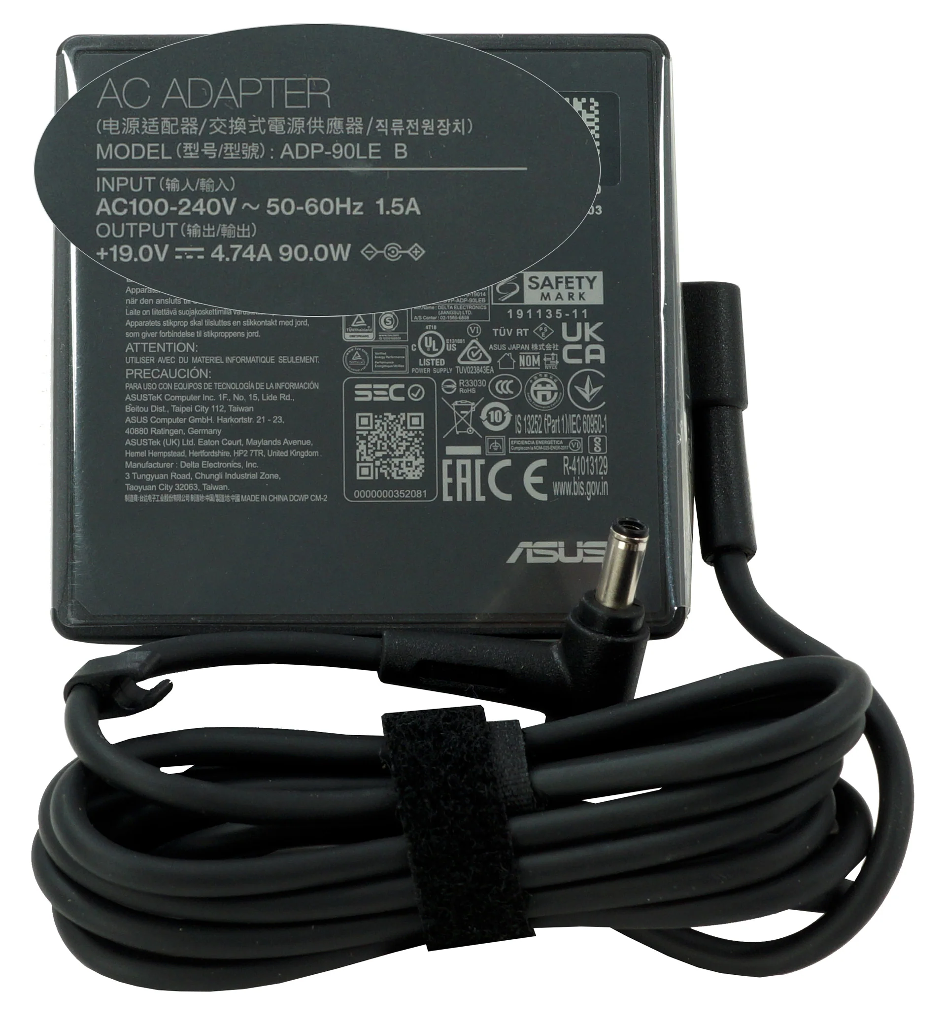 90W-2-1.webp Genuine ASUS 90 W AC Adapter & Cord (4.5 x3.0 mm Pin) - Image 1