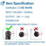 Original Asus 65W 4.0mm*1.35mm 19V/3.42A Charger For Asus Zenbook Prime UX32VD-- MPN: Asus 65W 4.0mm - Image 7